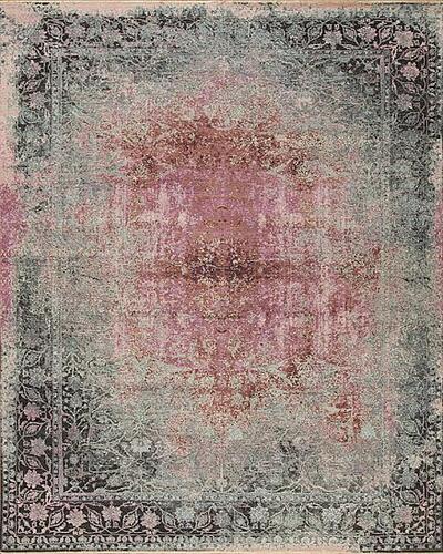 159027 Ancient Wool & Silk <br> Marathon  Rose-Charcoal 10.2 X 13.10